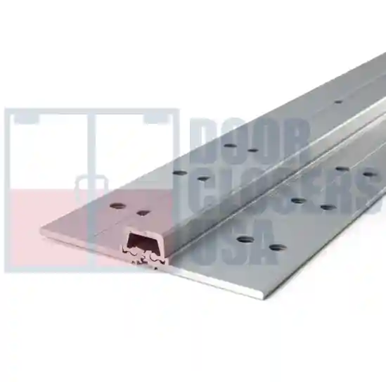 Continuous Gear Hinge extends the full height of door  May require custom door w/ extended lead times